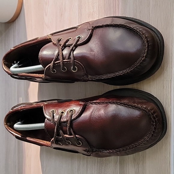 Hitchcock by Sebago 3 Eye Leather Moccasins/Oxford Boat Shoe Brown Sz 10 5E WIDE - Picture 8 of 13